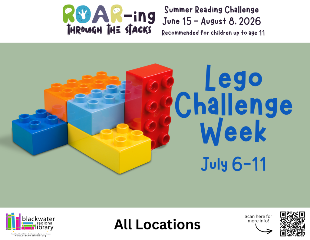 red, yellow, blue and orange bricks announce this week's lego challenge for kids