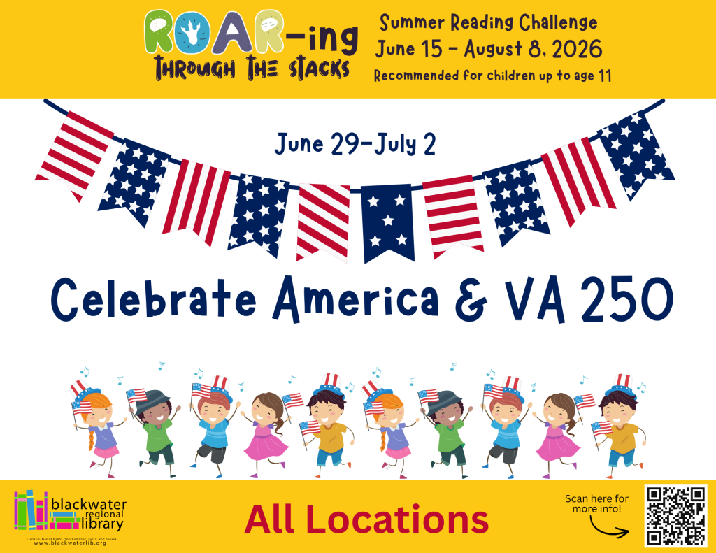 Children's parade and red, white and blue banner